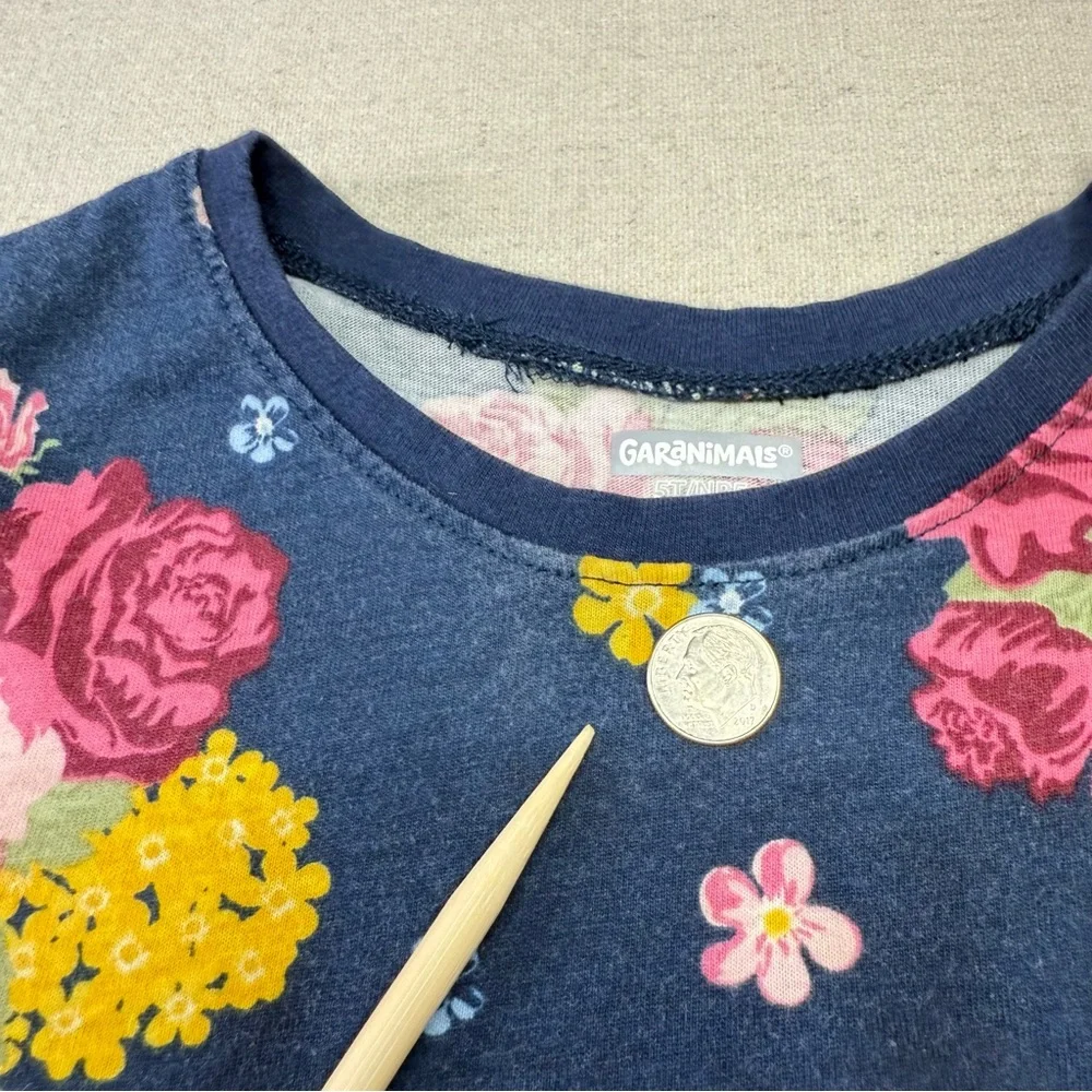 Garanimals Floral Girls Top - Blue with Pink and Yellow Flowers - Size 5T